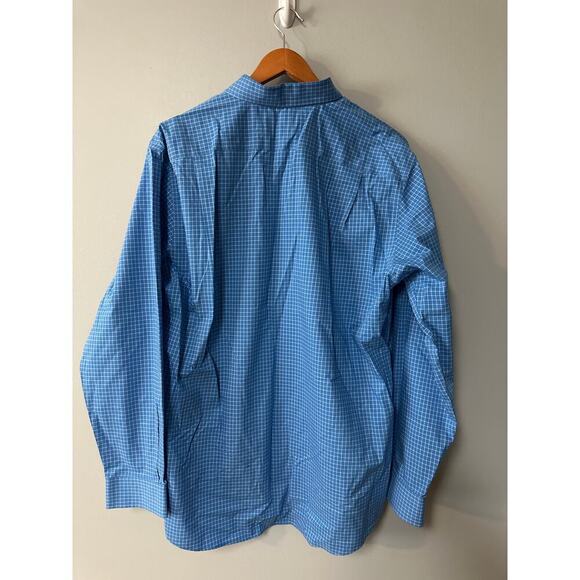 Men’s Size L L.L. Bean Blue Checkered Dress Shirt - Picture 3 of 7